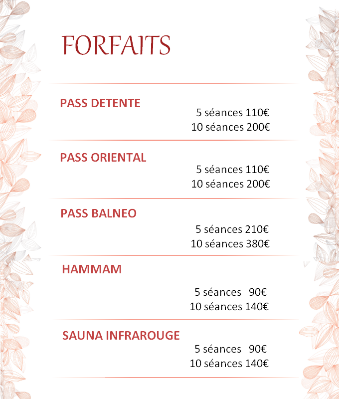 Forfaits excellence spa