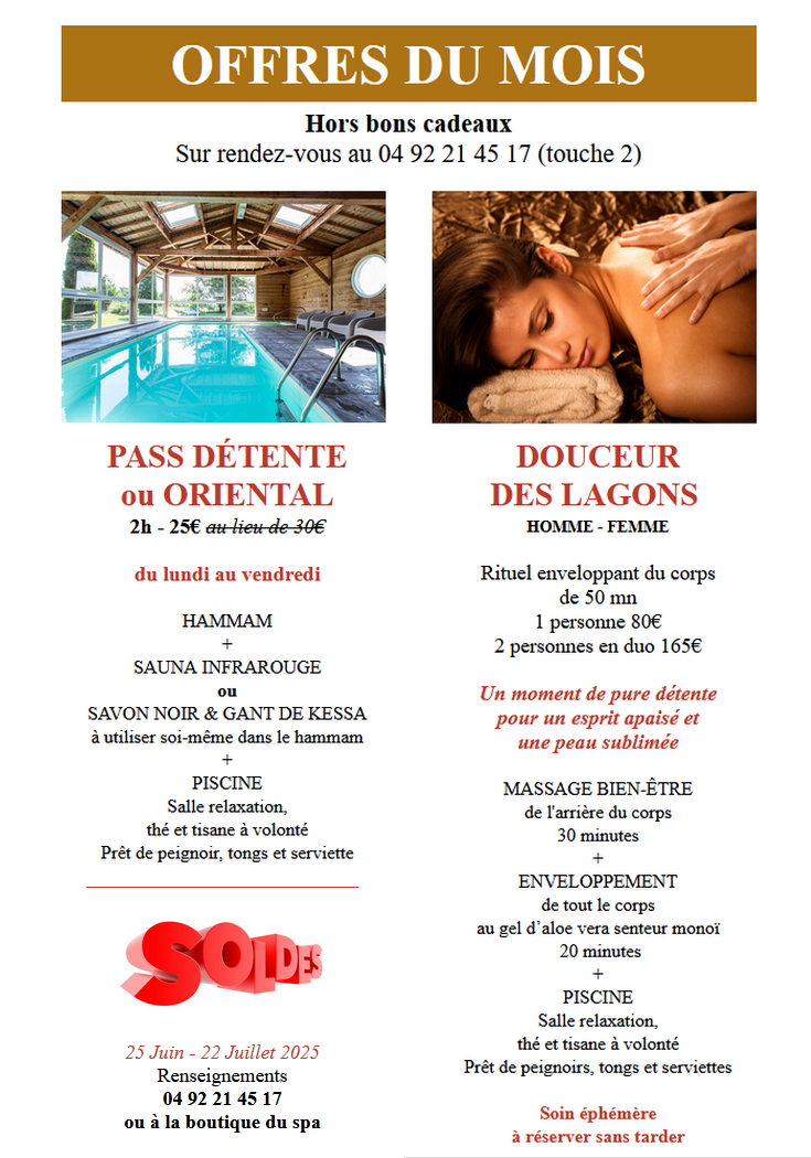 Offres juin 2025 Excellence Spa Chorges 05